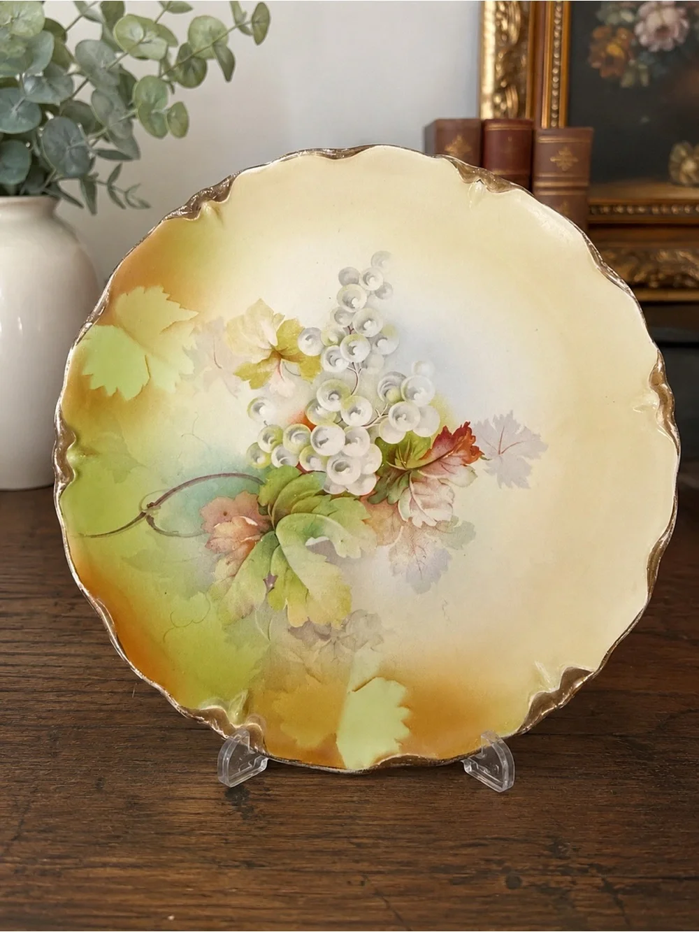 Antique Stinthal China 2094 Grape Plates Set of 6 Gold Trim Crooksville Ohio